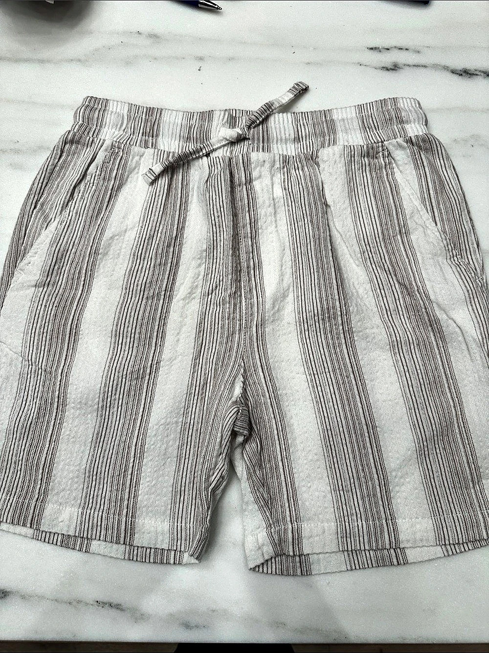 Scene & Heard Girls Striped Shorts in White & Brown Size 10/12 NWT